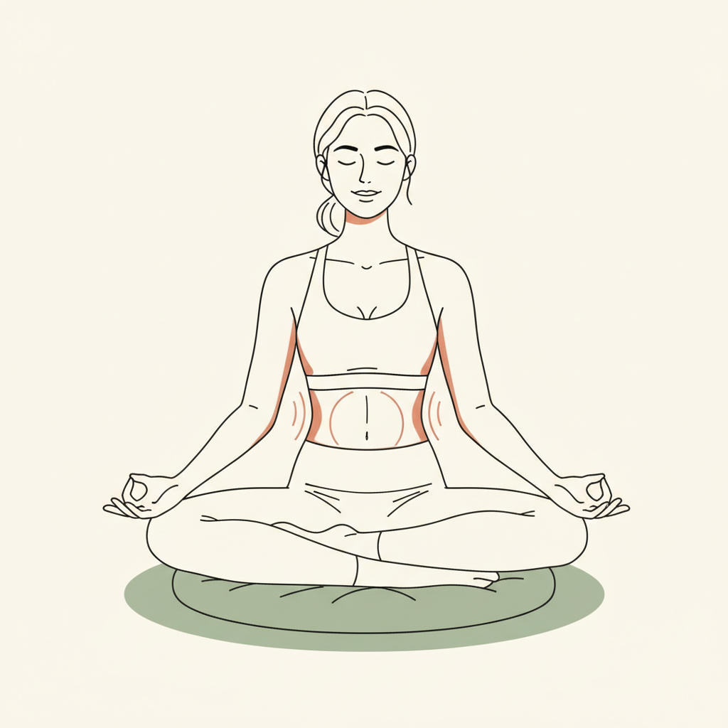 Illustration of 360° Breath Practice (seated)
