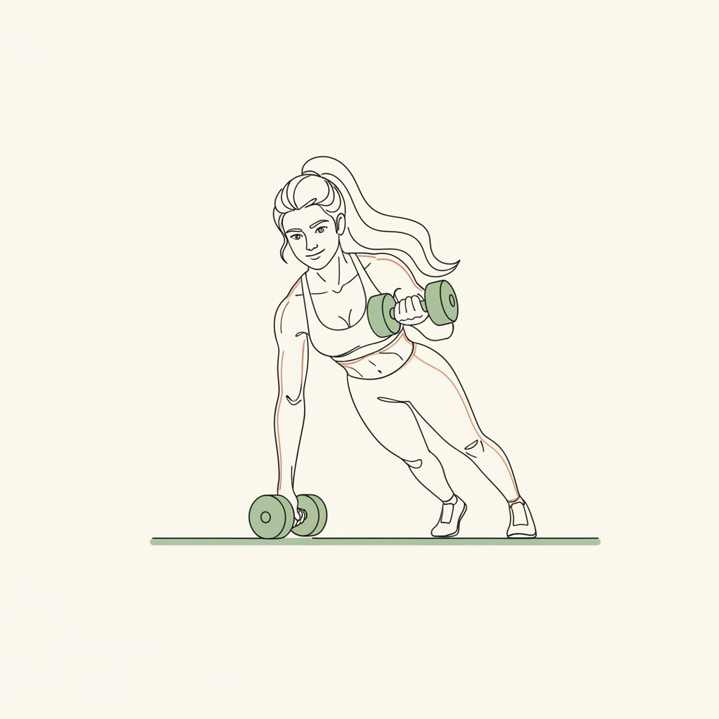 Illustration of Alternating Renegade Row (with dumbbells)