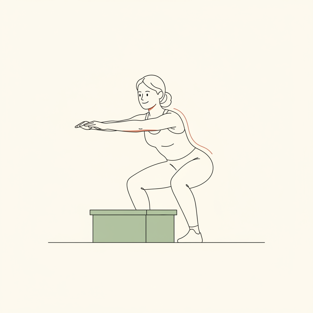 Illustration of Box Squat (to chair or bench)