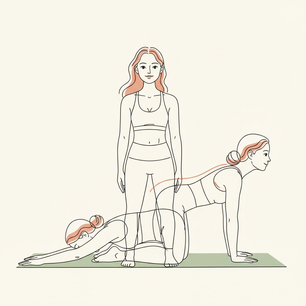 Illustration of Child's Pose to Cat-Cow