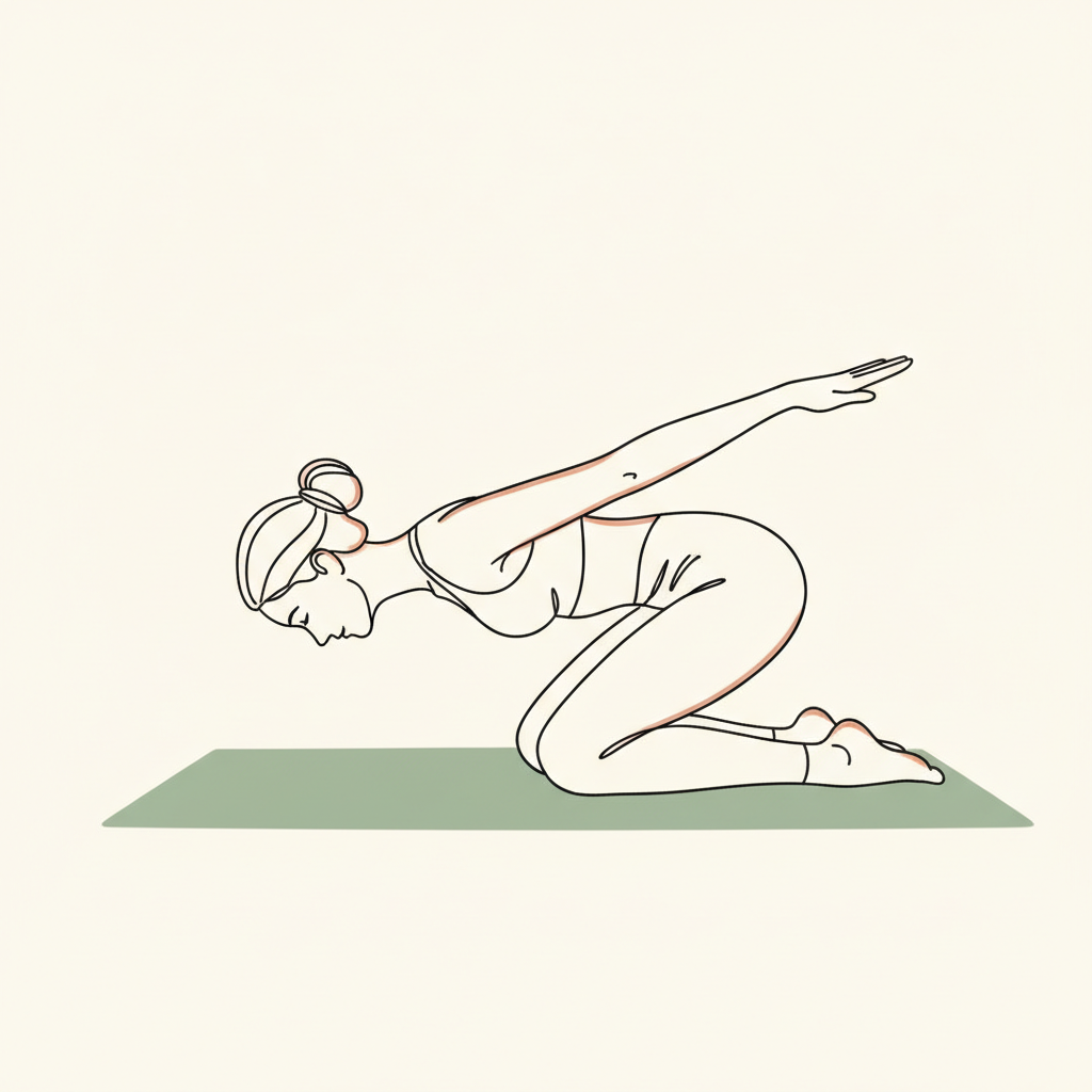 Illustration of Child's Pose with Arm Sweep