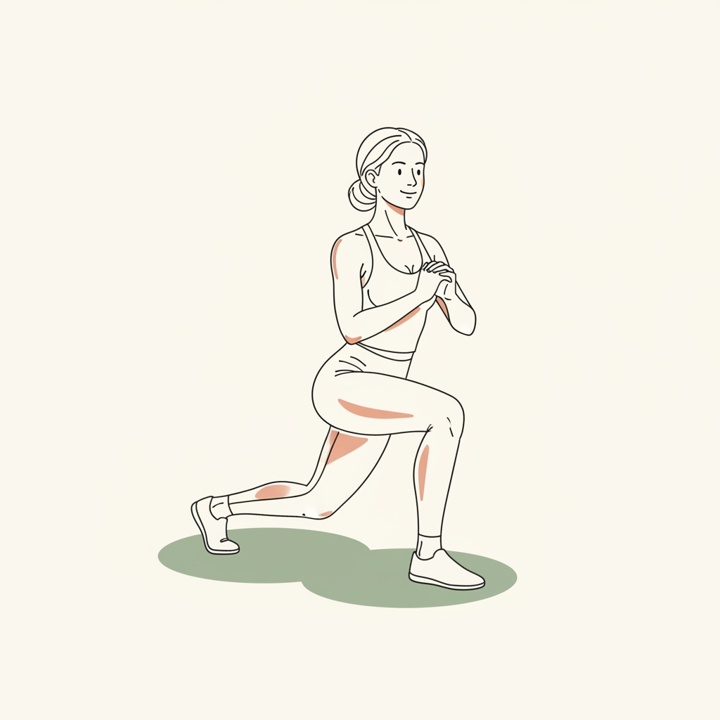 Illustration of Curtsy Lunge (alternating)