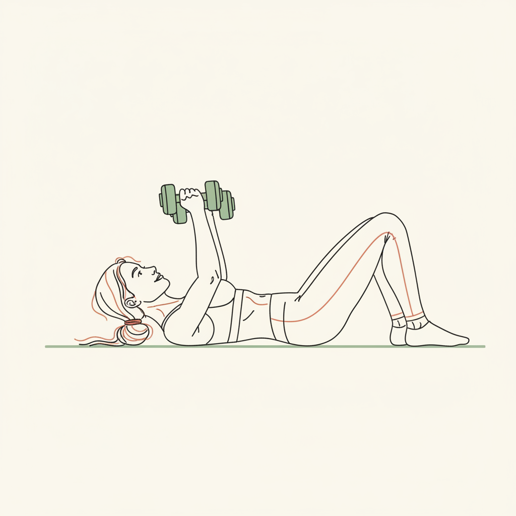Illustration of Dumbbell Bench Press (on floor or bench)