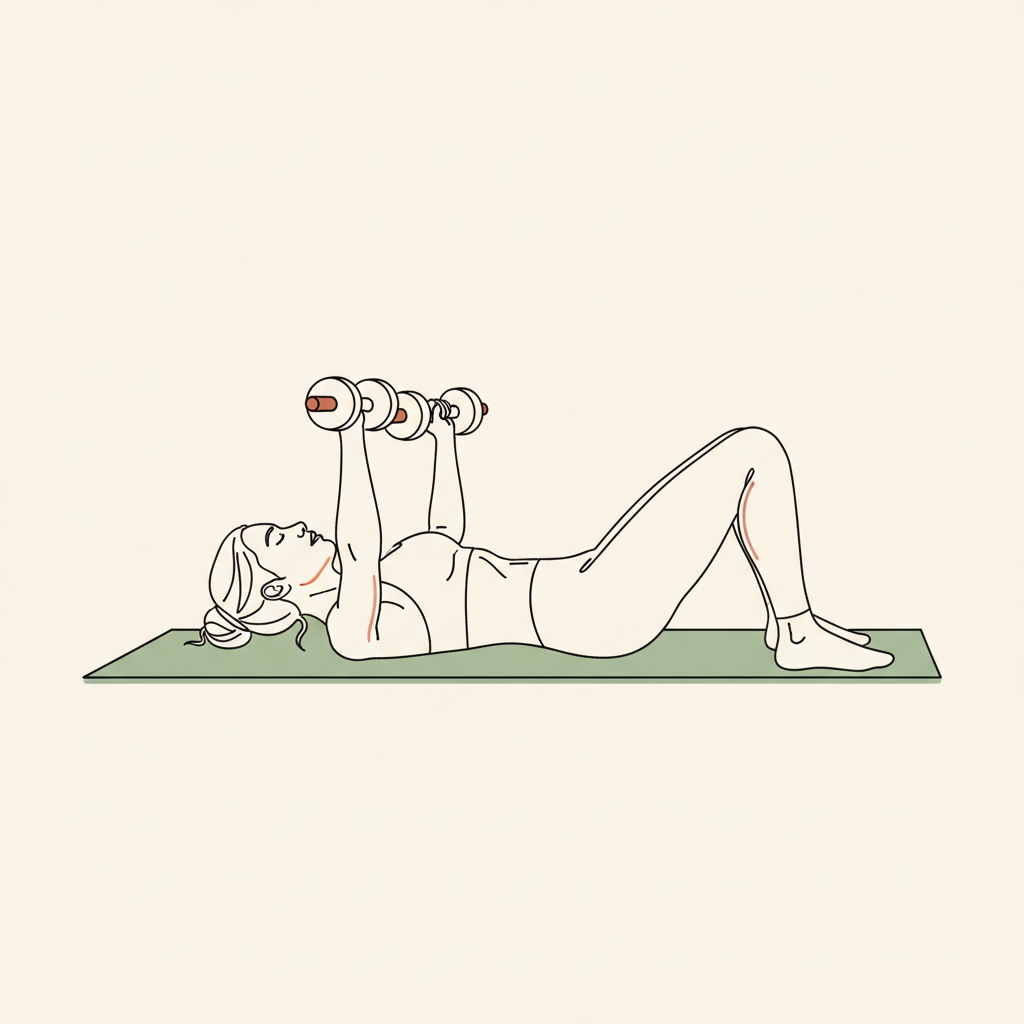 Illustration of Dumbbell Chest Press (on mat)