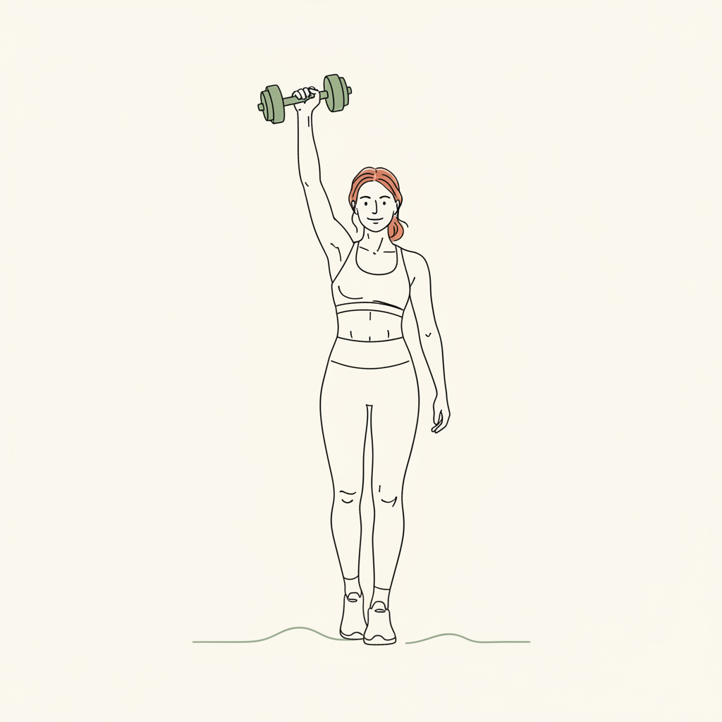 Illustration of Dumbbell Overhead Carry (single arm)