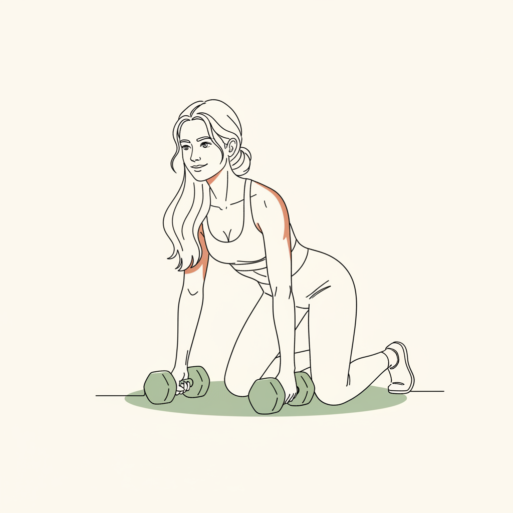 Illustration of Dumbbell Renegade Row (on knees or plank)