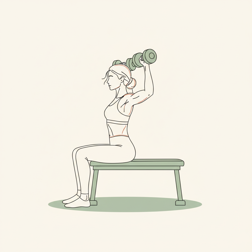 Illustration of Dumbbell Shoulder Press (seated or standing)