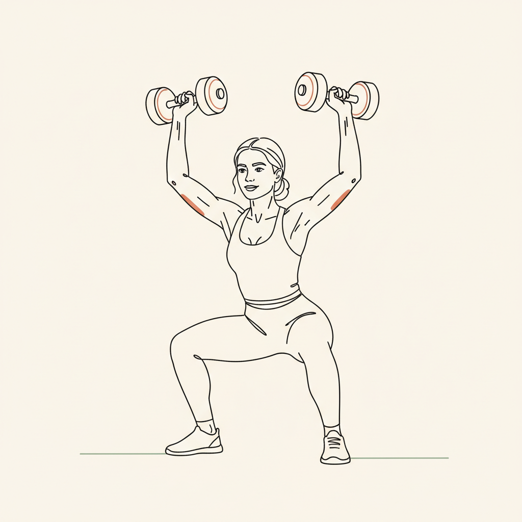 Illustration of Dumbbell Thrusters