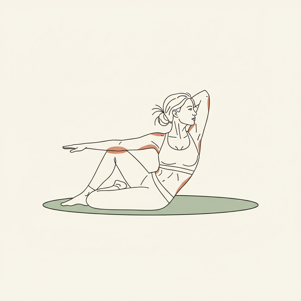 Illustration of Gentle Supine Twist (knees to one side)