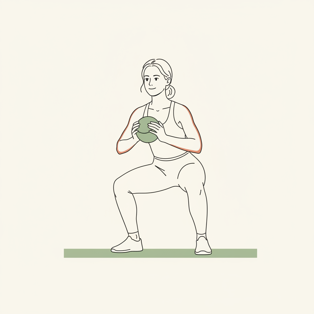 Illustration of Goblet Squat (light weight or bodyweight)