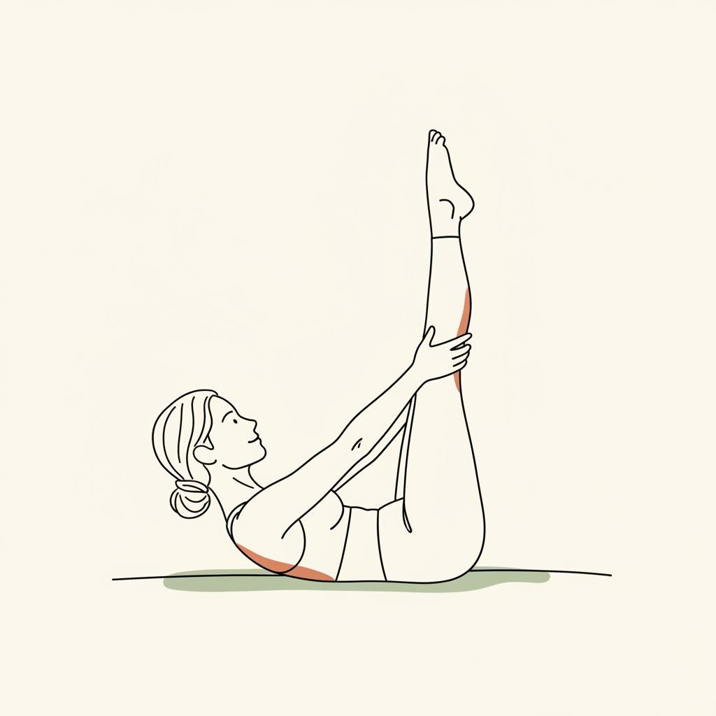 Illustration of Hamstring Stretch (lying on back)