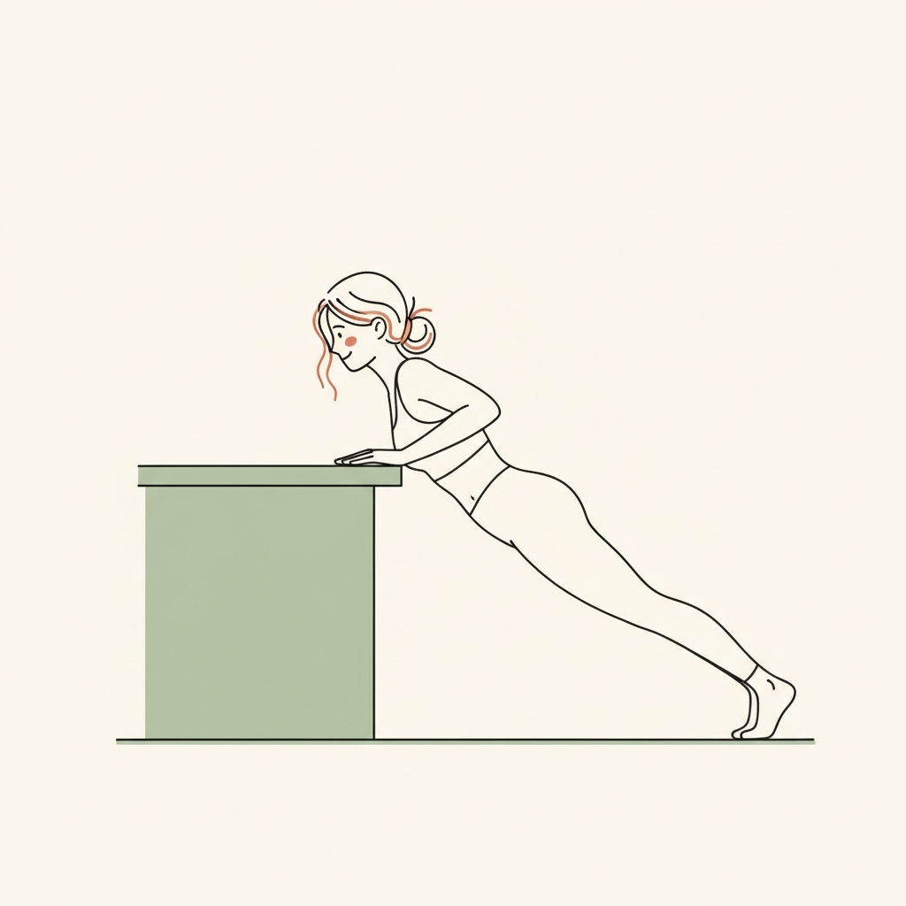 Illustration of Incline Push-Up (wall or counter)