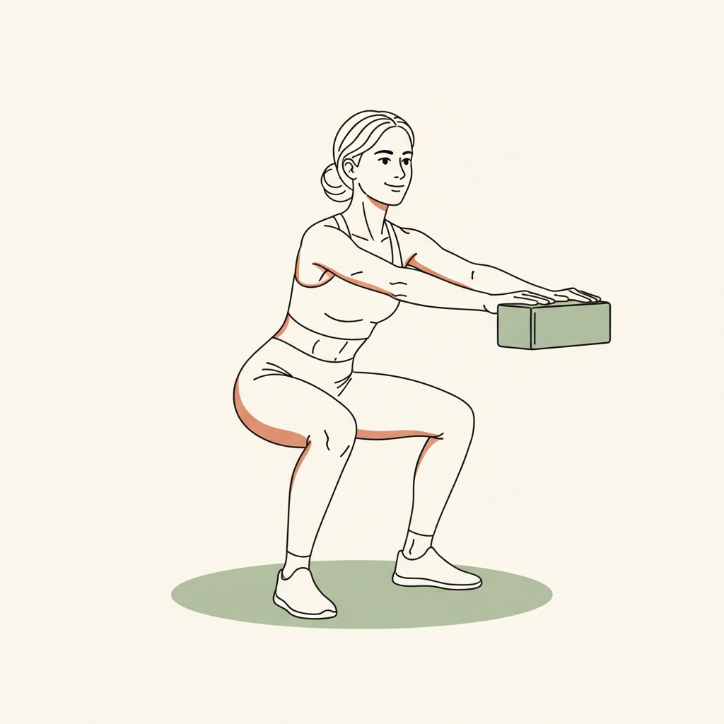 Illustration of Jump Squats (low impact variation: calf raise after squat)