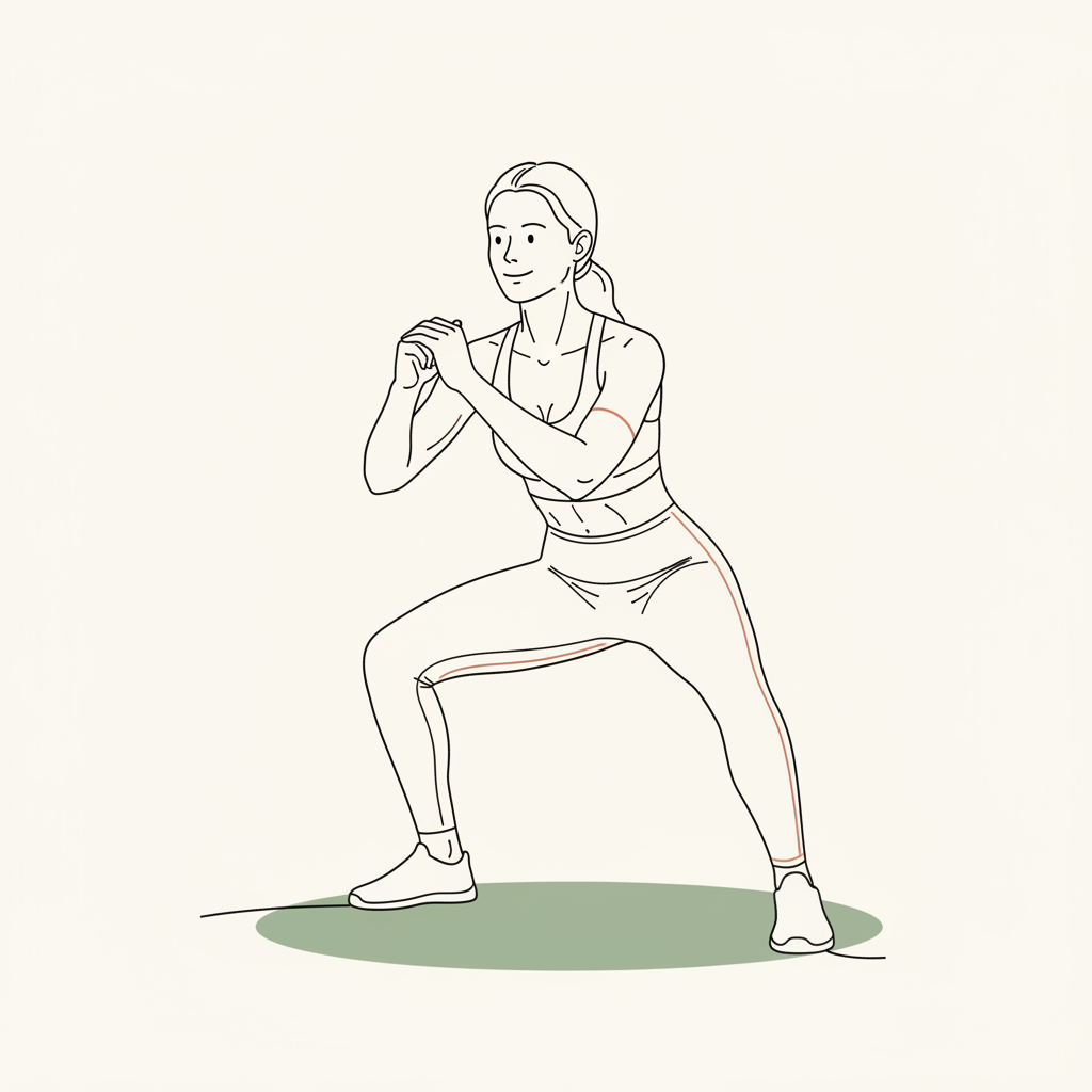 Illustration of Jump Squats (optional: low impact alternative - fast air squats)