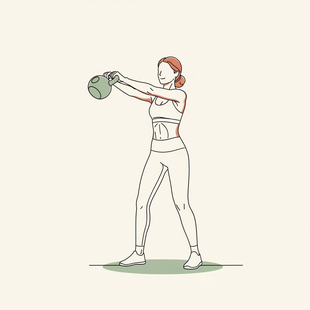 Illustration of Kettlebell Swing (or Dumbbell Swing)