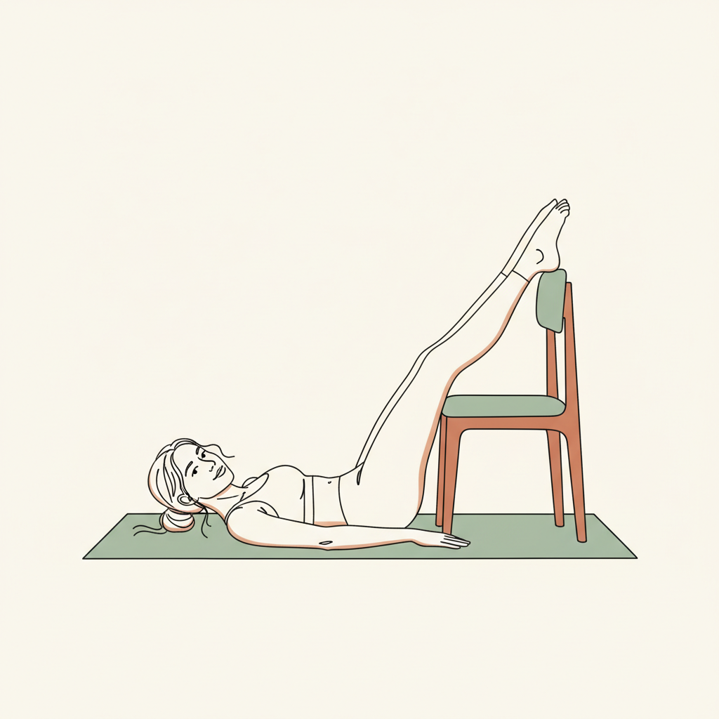 Illustration of Legs Up the Wall (or supported on a chair)