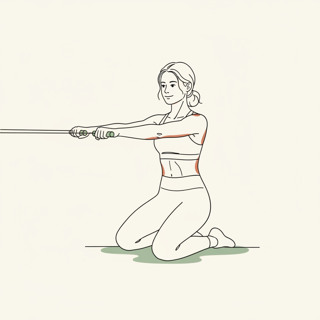 Illustration of Pallof Press (kneeling or standing)