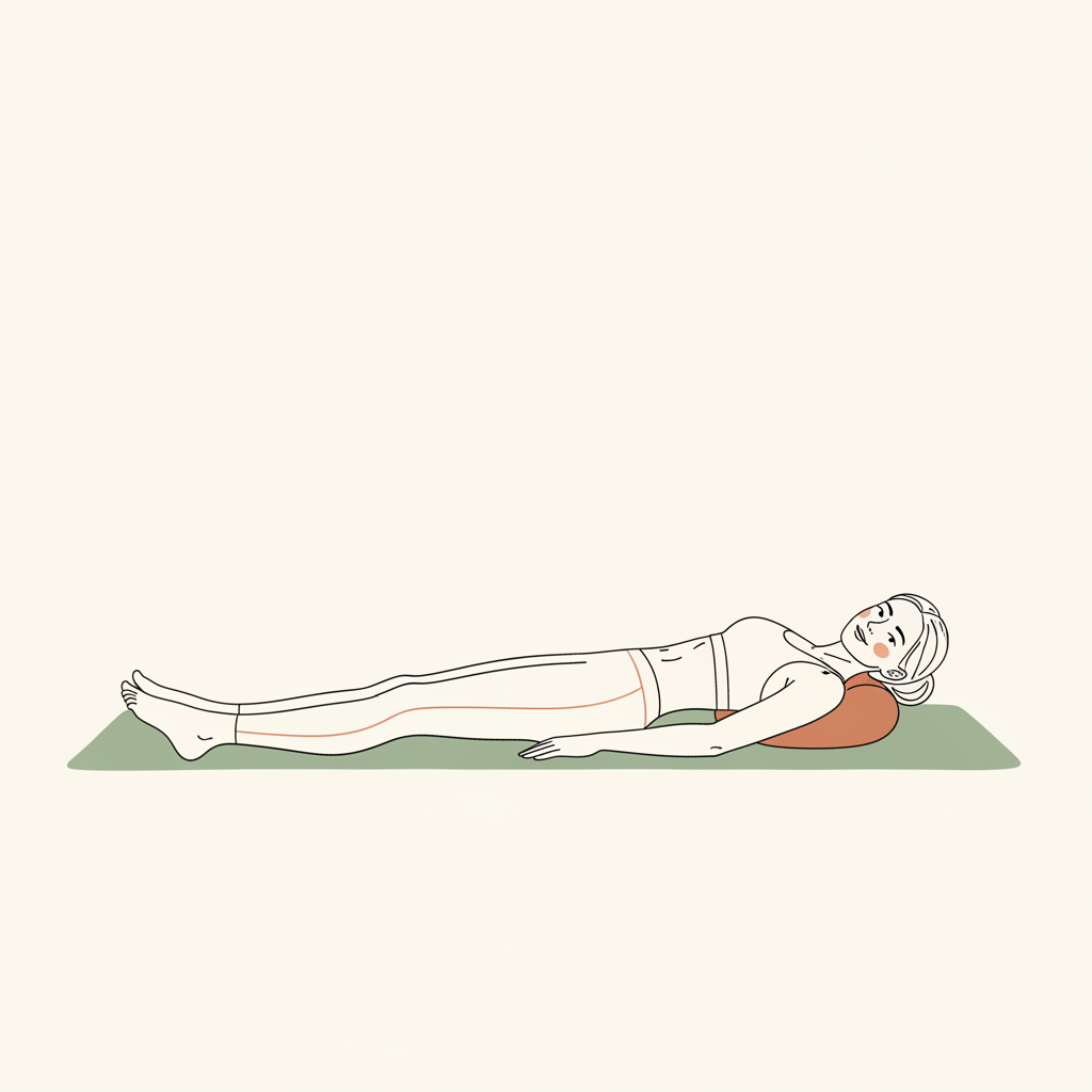 Illustration of Pillow under lower back for gentle arch