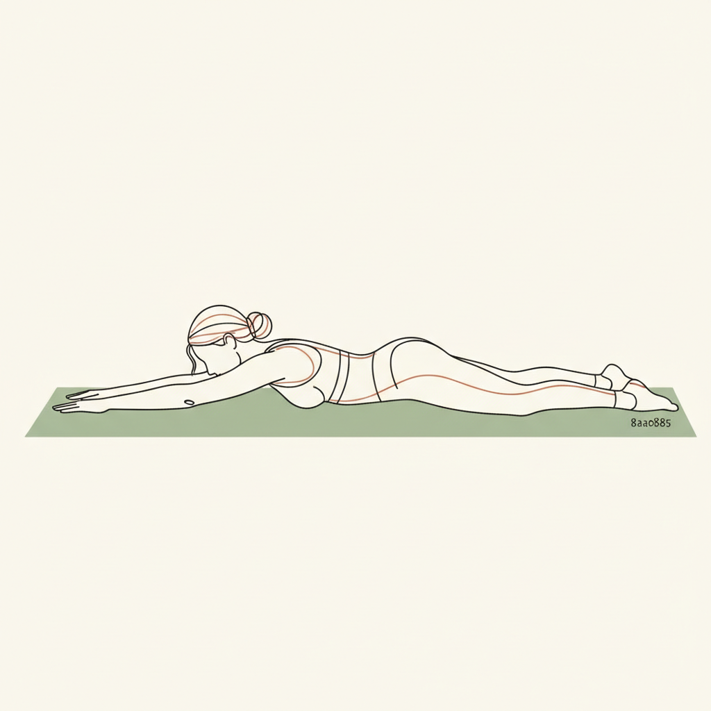 Illustration of Prone T-Stretch (on stomach)