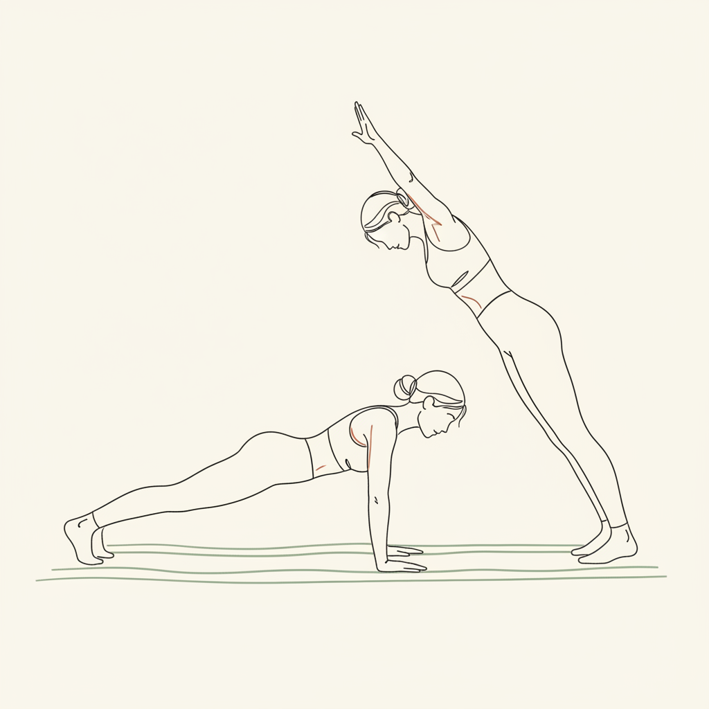Illustration of Push-up to Downward Dog Flow