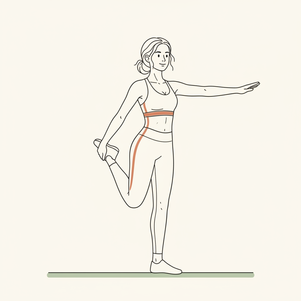 Illustration of Quad Stretch (standing, per side)