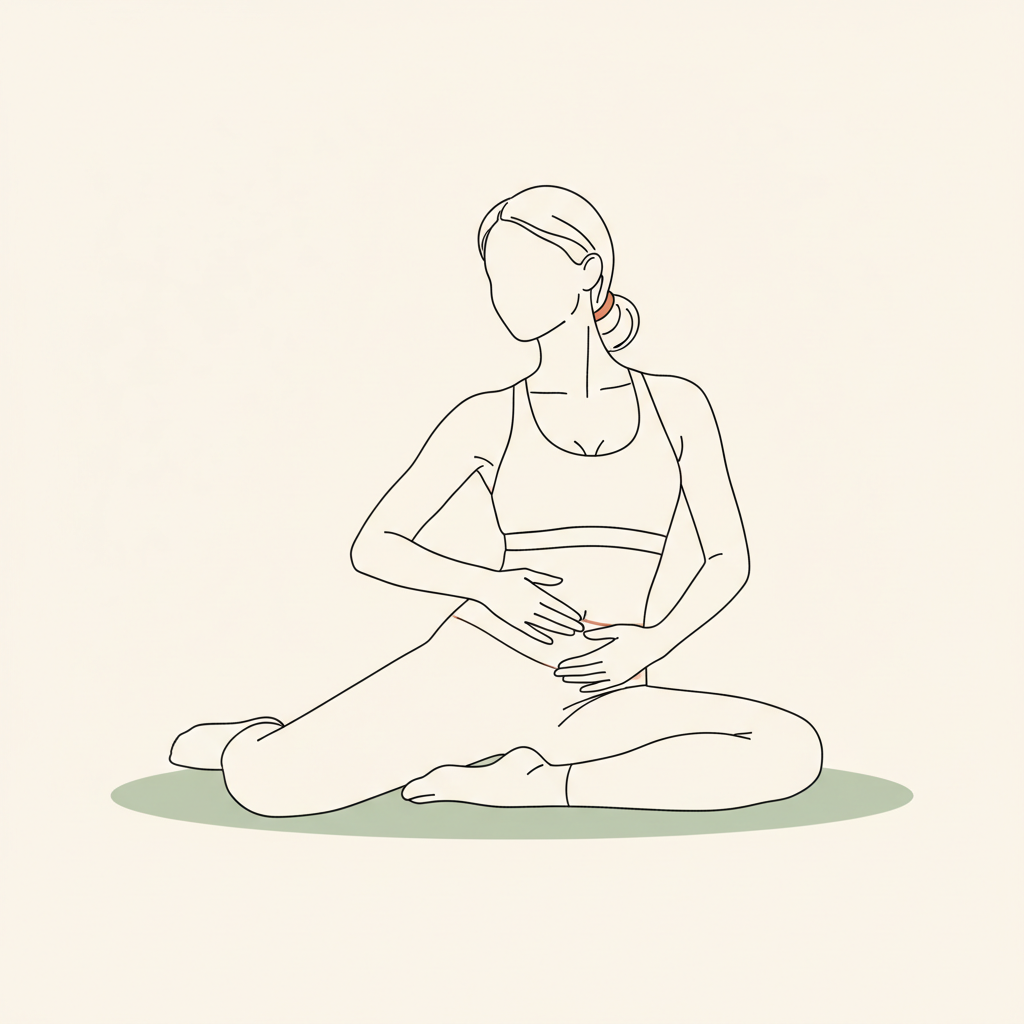 Illustration of Resting Pose with Hands on Belly/Pelvis