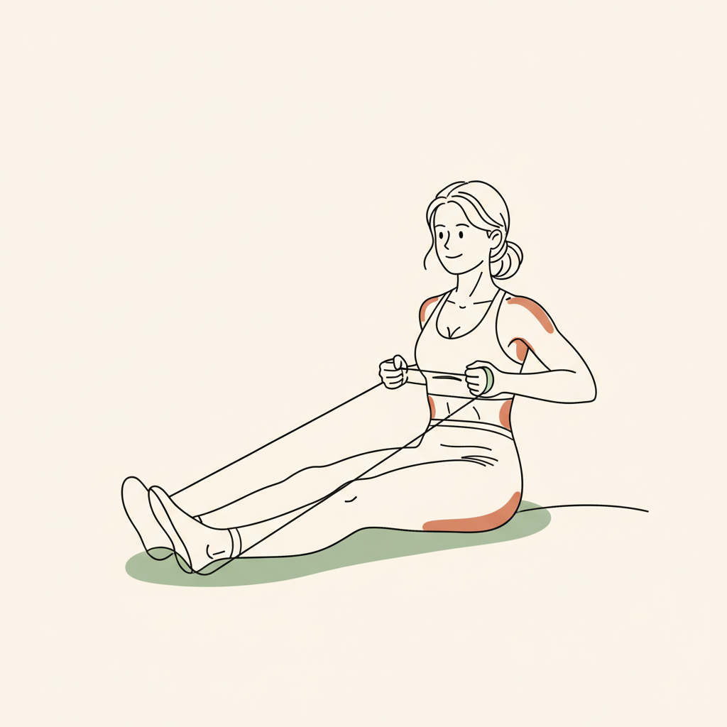 Illustration of Seated Row (resistance band or imaginery)