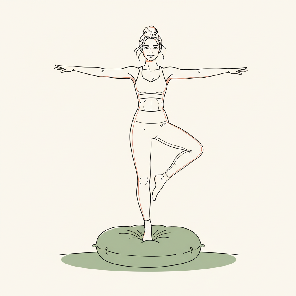 Illustration of Single Leg Stand on Pillow (left)