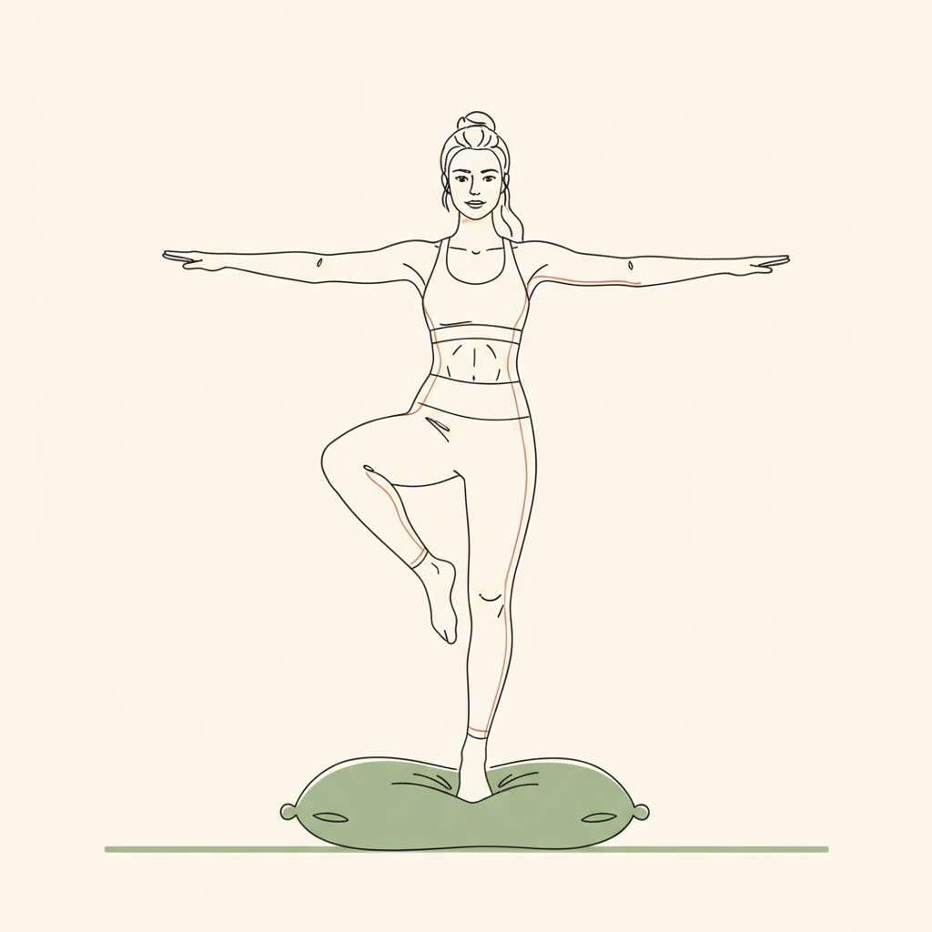Illustration of Single Leg Stand on Pillow (right)