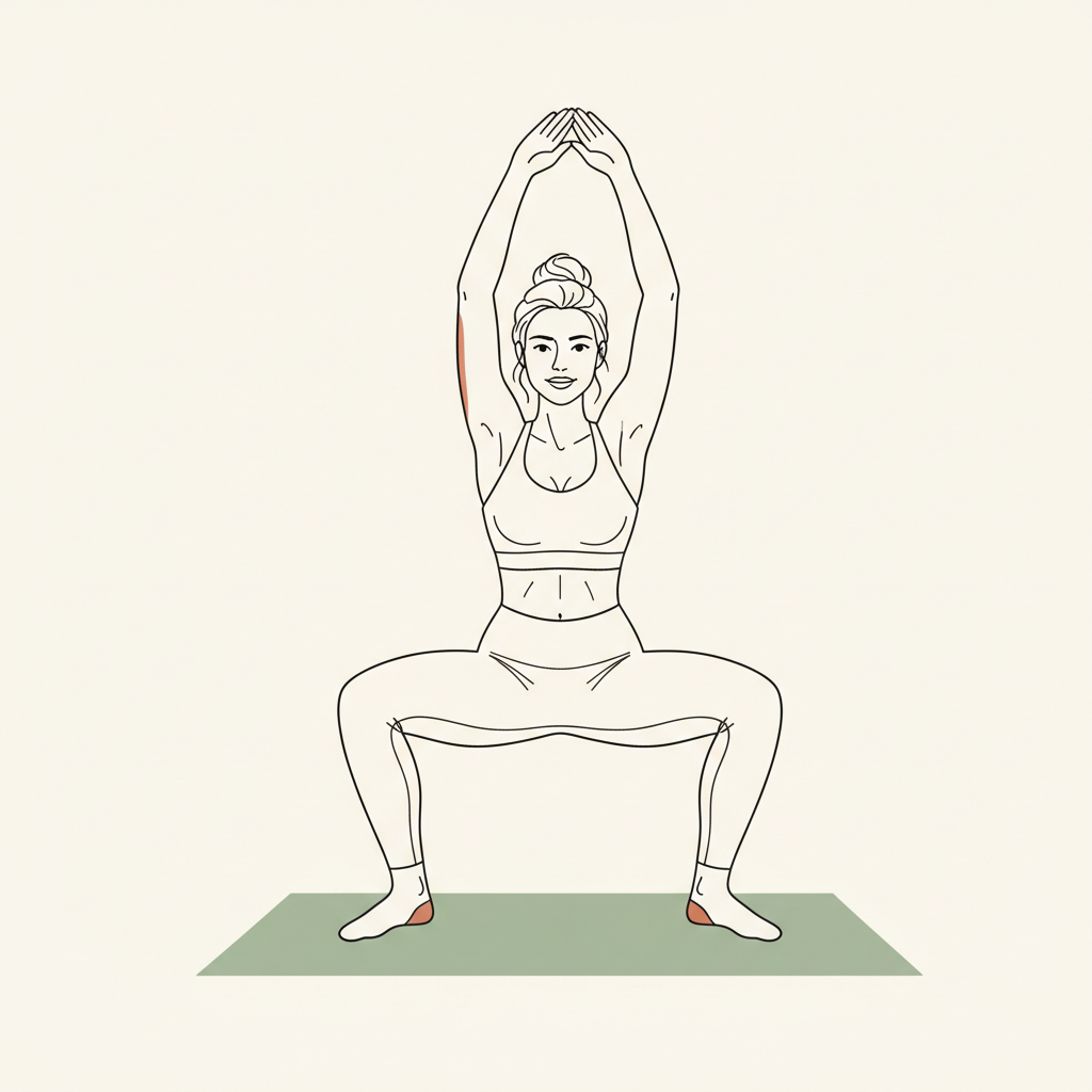Illustration of Squat to Overhead Reach