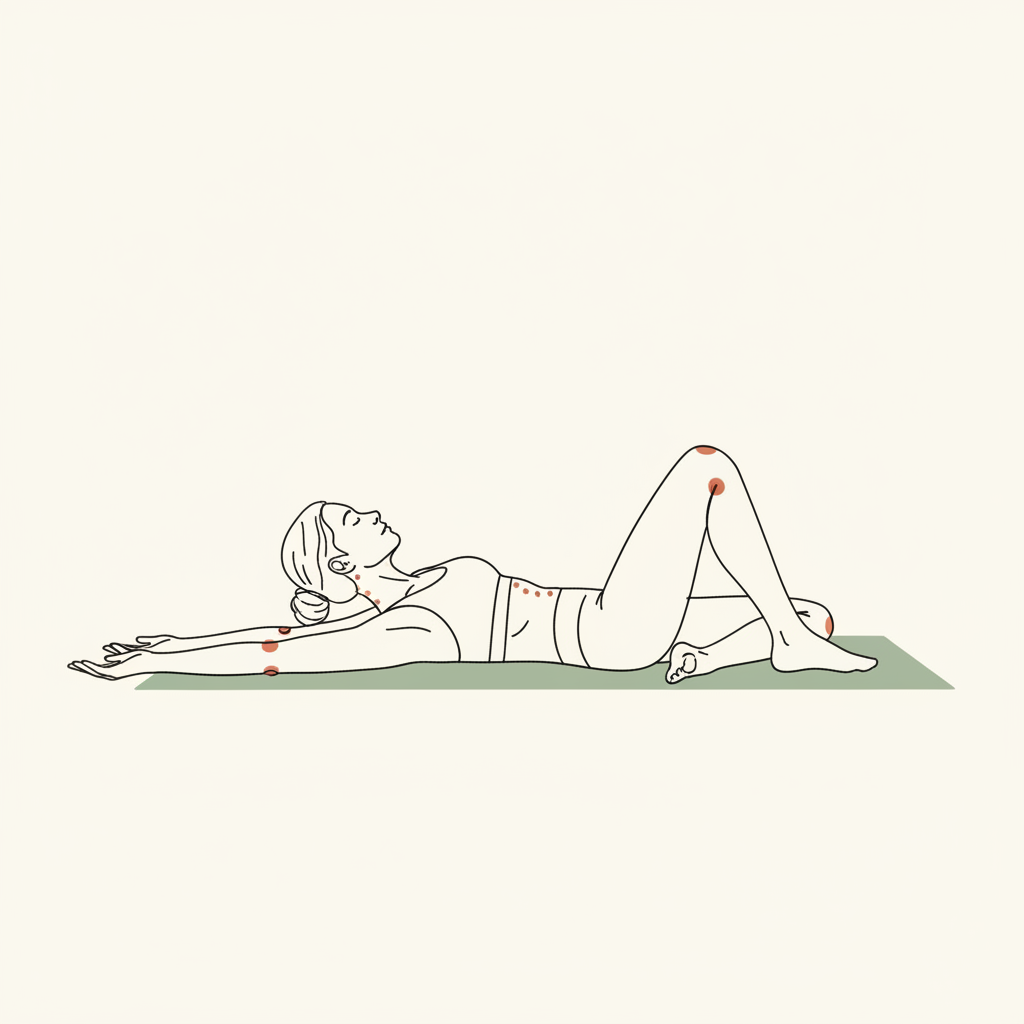 Illustration of Supine Spinal Twist (per side)