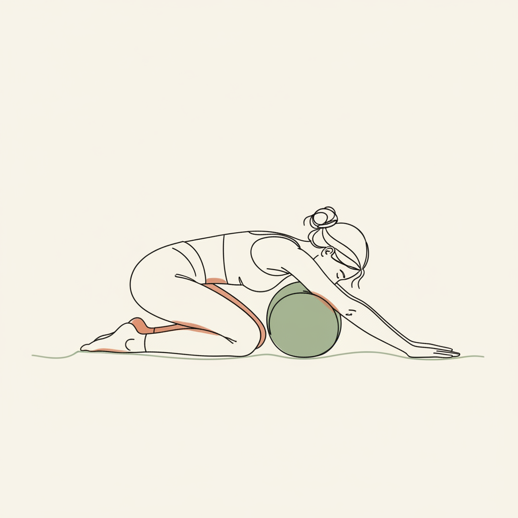 Illustration of Supported Child's Pose (bolster under torso)