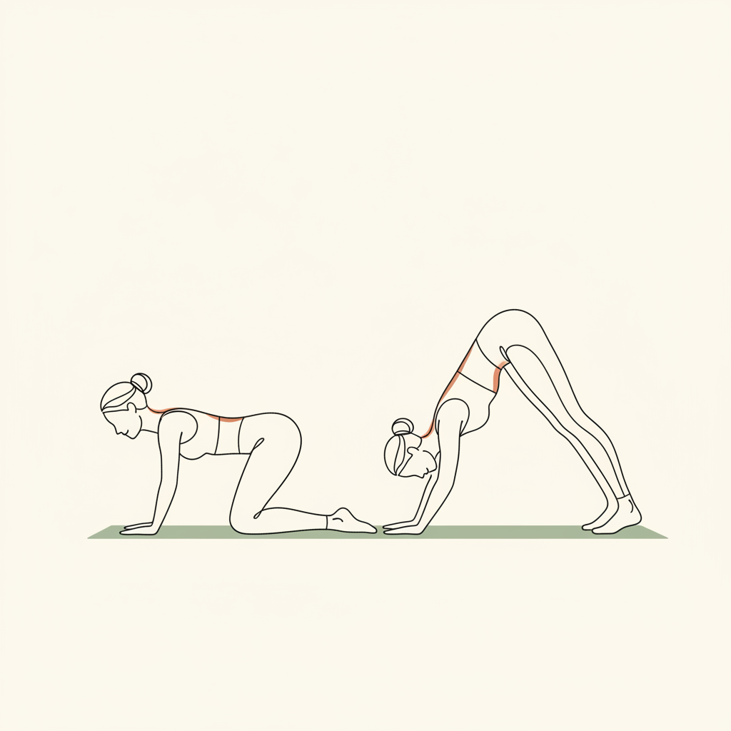 Illustration of Tabletop to Downward Dog