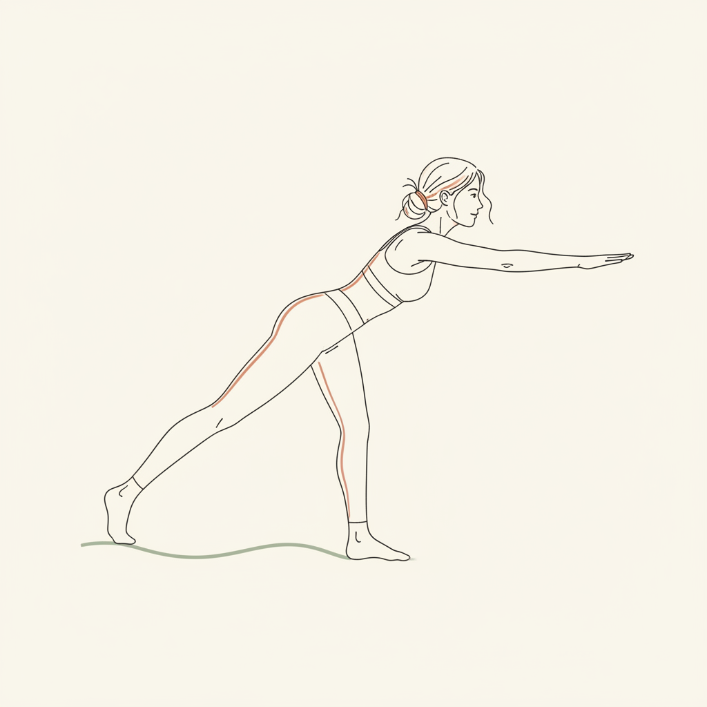 Illustration of Toe Touch with Opposite Arm Reach (left leg back)