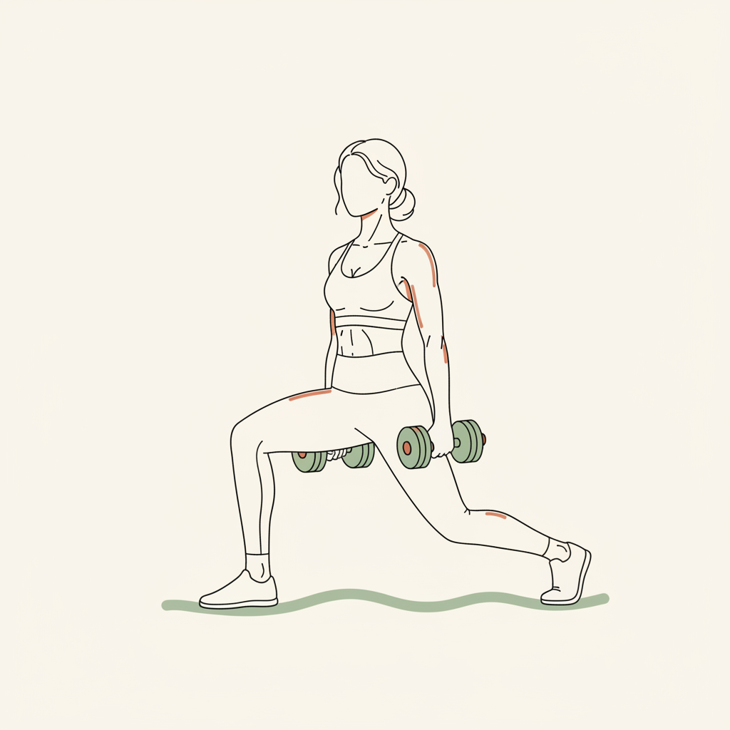Illustration of Walking Lunges (with or without dumbbells)