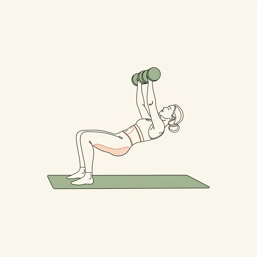 Illustration of Weighted Glute Bridge with Chest Press